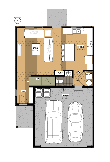 Floor plan for 3 beds, 2.5 baths, 1493 sqft